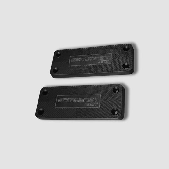 Side view of 2 black rubber-coated gun magnets, providing secure, non-slip hold for firearms with durable, magnetic mounting.