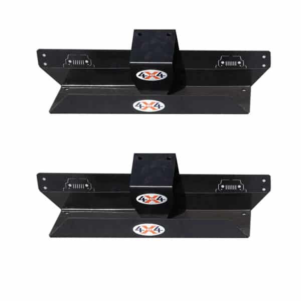 Close-up of black Freedom Hangers showing EZ4X4 logo, highlighting durable, heavy-duty design for vehicle panel storage.