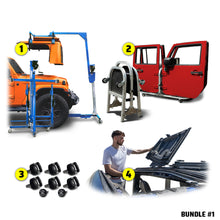 EZ4X4 Go Fully Naked Bundle #1 for Jeep Gladiator JT, including Hard Top Remover Lift, Door Cart, Thumb Screws, and EZ FlipTop.