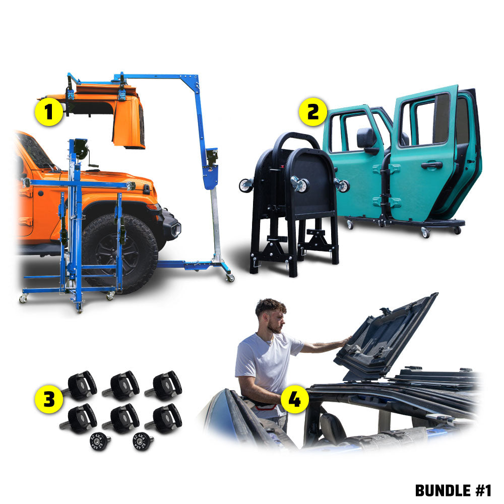 2020 & Up JT (Hard Top Lift + Door Cart + Hard Top Thumb Screws + FlipTop) Go Fully Naked Bundle #1