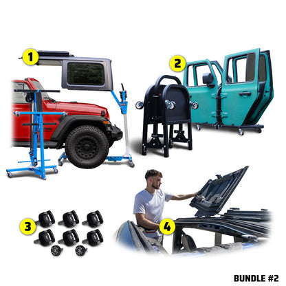 2018 & Up JLU 4DR (Hard Top Lift + Door Cart + Hard Top Thumb Screws + FlipTop) Go Fully Naked Bundle #2