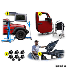 EZ4X4 Go Fully Naked Bundle #4 for Jeep Wrangler JL, including Hard Top Remover Lift, Door Cart, Thumb Screws, and EZ FlipTop.