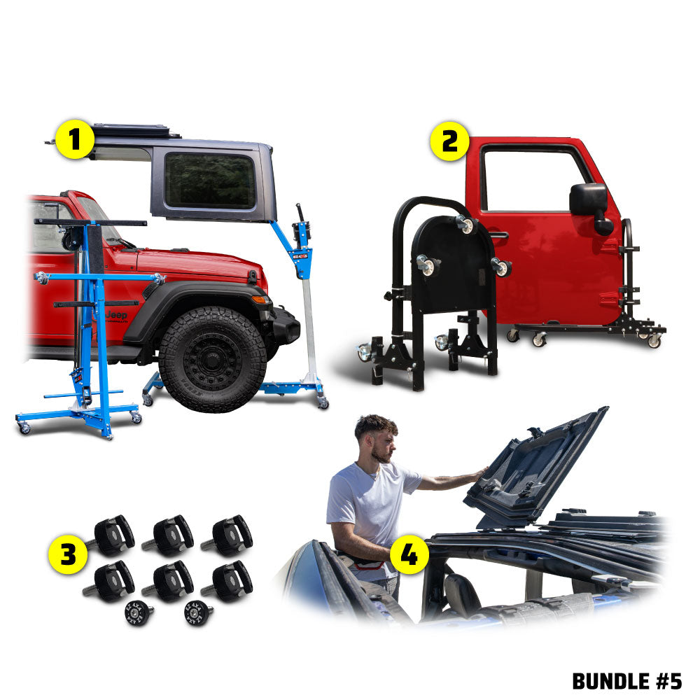 2007–2018 JK 2DR (Hard Top Lift + Door Cart + Hard Top Thumb Screws + FlipTop) Go Fully Naked Bundle #5