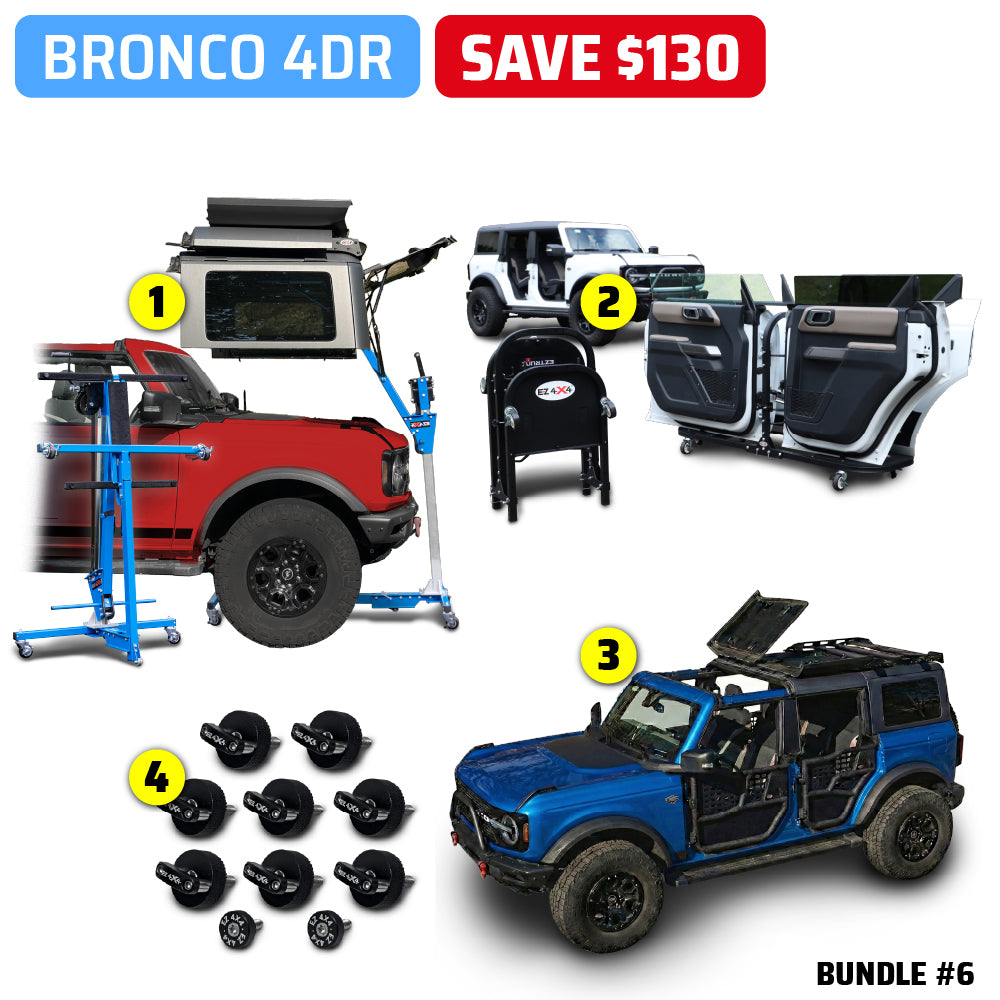 2021 & Up Bronco 4DR/2DR (Hard Top Lift + Door Cart + Hard Top Thumb Screws + FlipTop + Roof Rack) Go Fully Naked Bundles #6, 7, 8, 9