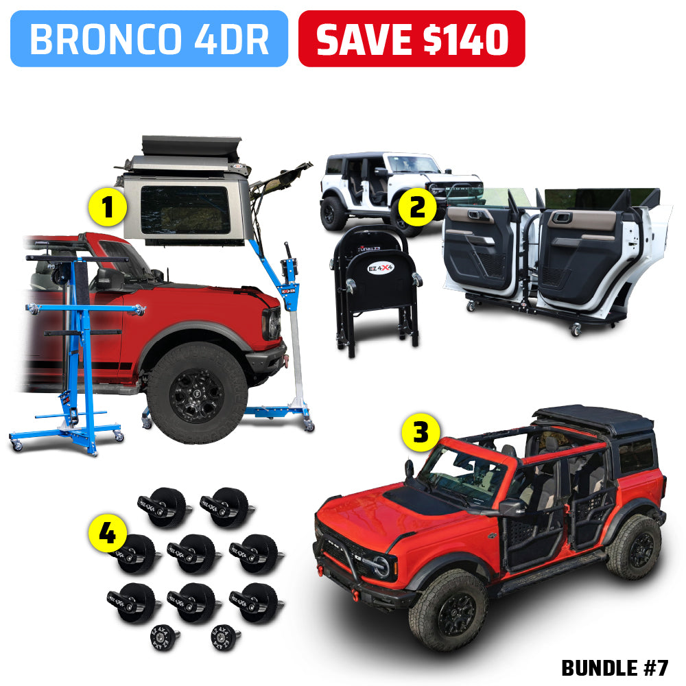 2021 & Up Bronco 4DR/2DR (Hard Top Lift + Door Cart + Hard Top Thumb Screws + FlipTop + Roof Rack) Go Fully Naked Bundles #6, 7, 8, 9