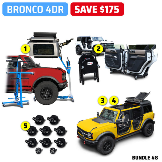 2021 & Up Bronco 4DR/2DR (Hard Top Lift + Door Cart + Hard Top Thumb Screws + FlipTop + Roof Rack) Go Fully Naked Bundles #6, 7, 8, 9
