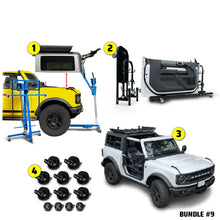 EZ4X4 Go Fully Naked Bundle #9 for Ford Bronco 2-door, including Hard Top Remover Lift, Door Cart, Thumb Screws, and EZ FlipTop.