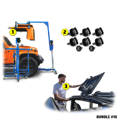 EZ4X4 Take Your Top Off Bundle #14 for Jeep Gladiator JT, including Hard Top Remover Lift, Thumb Screws, and EZ FlipTop.