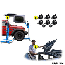 EZ4X4 Take Your Top Off Bundle #14 for Jeep Wrangler JK, including Hard Top Remover Lift, Thumb Screws, and EZ FlipTop.