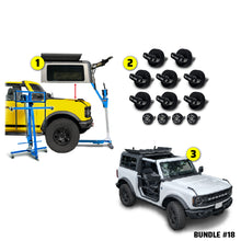 EZ4X4 Take Your Top Off Bundle #18 for Ford Bronco 2-door, including Hard Top Remover Lift, Thumb Screws, and EZ FlipTop.