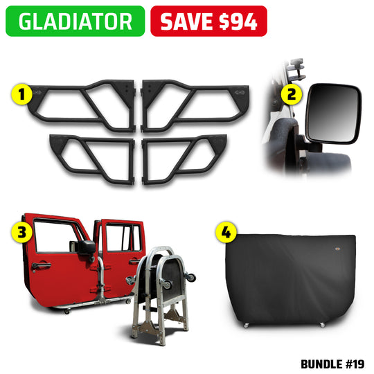2020 & Up JT 4DR (Razor Aluminum Tube Doors + Rectangle Mirrors + Door Cart + Cover) Razor Door Bundle #19