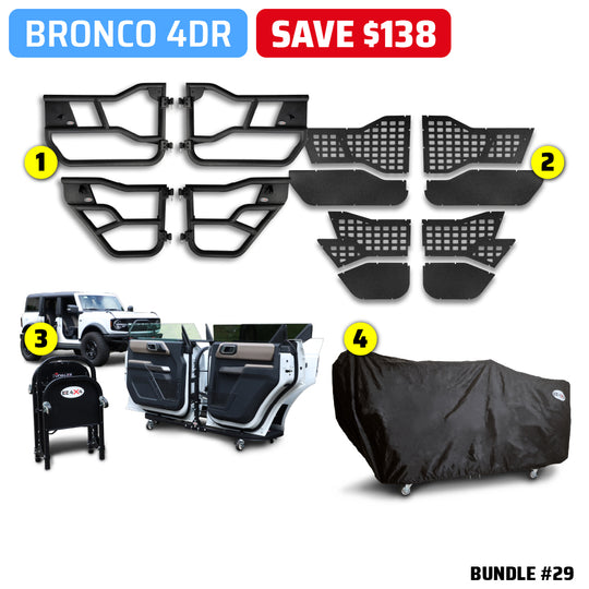 2021 & Up Bronco 4DR/2DR (Alpha Aluminum Tube Doors + MOLLE Panels, Door Cart + Cover) Alpha Door Bundles #29, 30