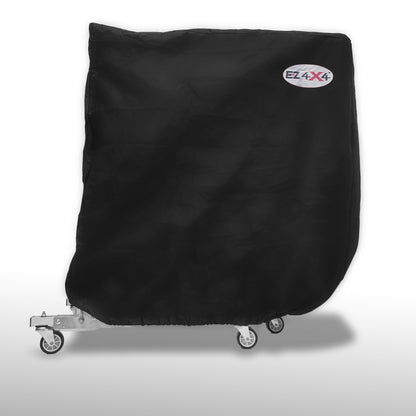Side angle of black EZ4X4 Door Cart Cover, showing protective, weather-resistant design for secure door storage.