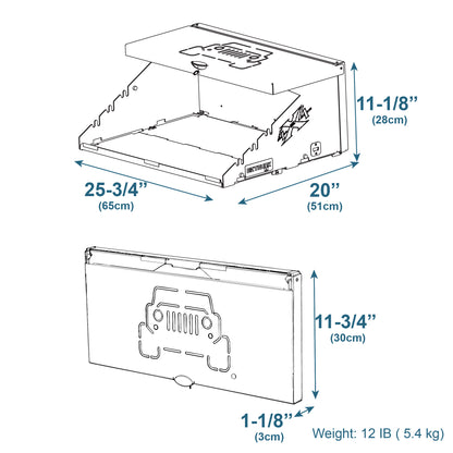 Technical diagram of the EZ4X4 Extreme Level Tailgate Table shown expanded and folded with labeled dimensions.