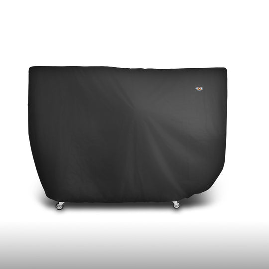 Side angle of black EZ4X4 4-Door Cart Cover, showing protective, weather-resistant design for secure door storage.