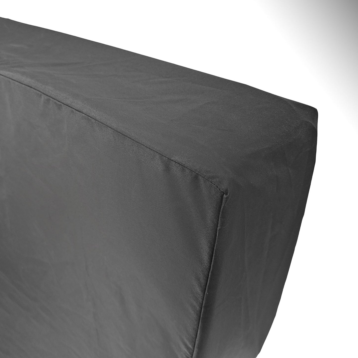 Close-up of corner of black EZ4X4 Door Cart Cover, highlighting durable material and reinforced stitching.