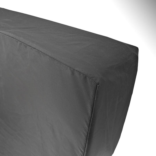 Close-up of corner of black EZ4X4 Door Cart Cover, highlighting durable material and reinforced stitching.