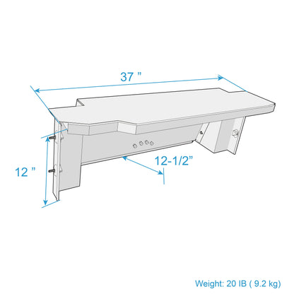 Technical diagram of the EZ4X4 EZTRUNK for TJ Jeep Wranglers labeled with its dimensions.