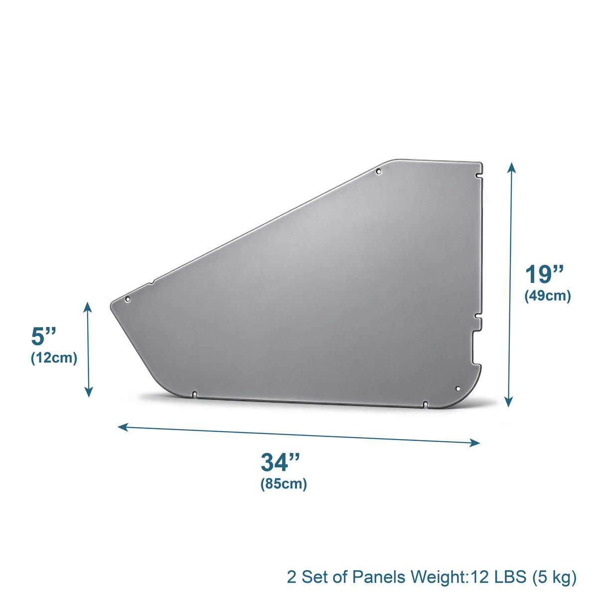 Technical diagram of the EZ4X4 Solid All-Weather Panels for Jeep TJ and LJ Wrangler shown with labeled dimensions.