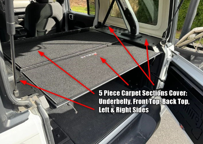 Jeep JLU or JKU 4 Door EXTREME TRUNK Carpet 5 Piece, Black by EZ4X4