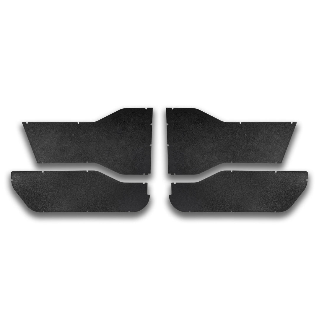 Close-up of front black solid all-weather panels, highlighting durable construction.