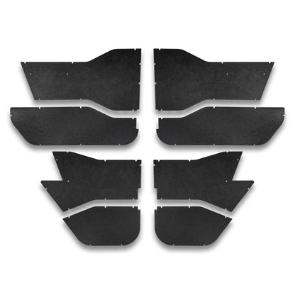 Close-up of front and rear black solid all-weather panels, highlighting durable construction.