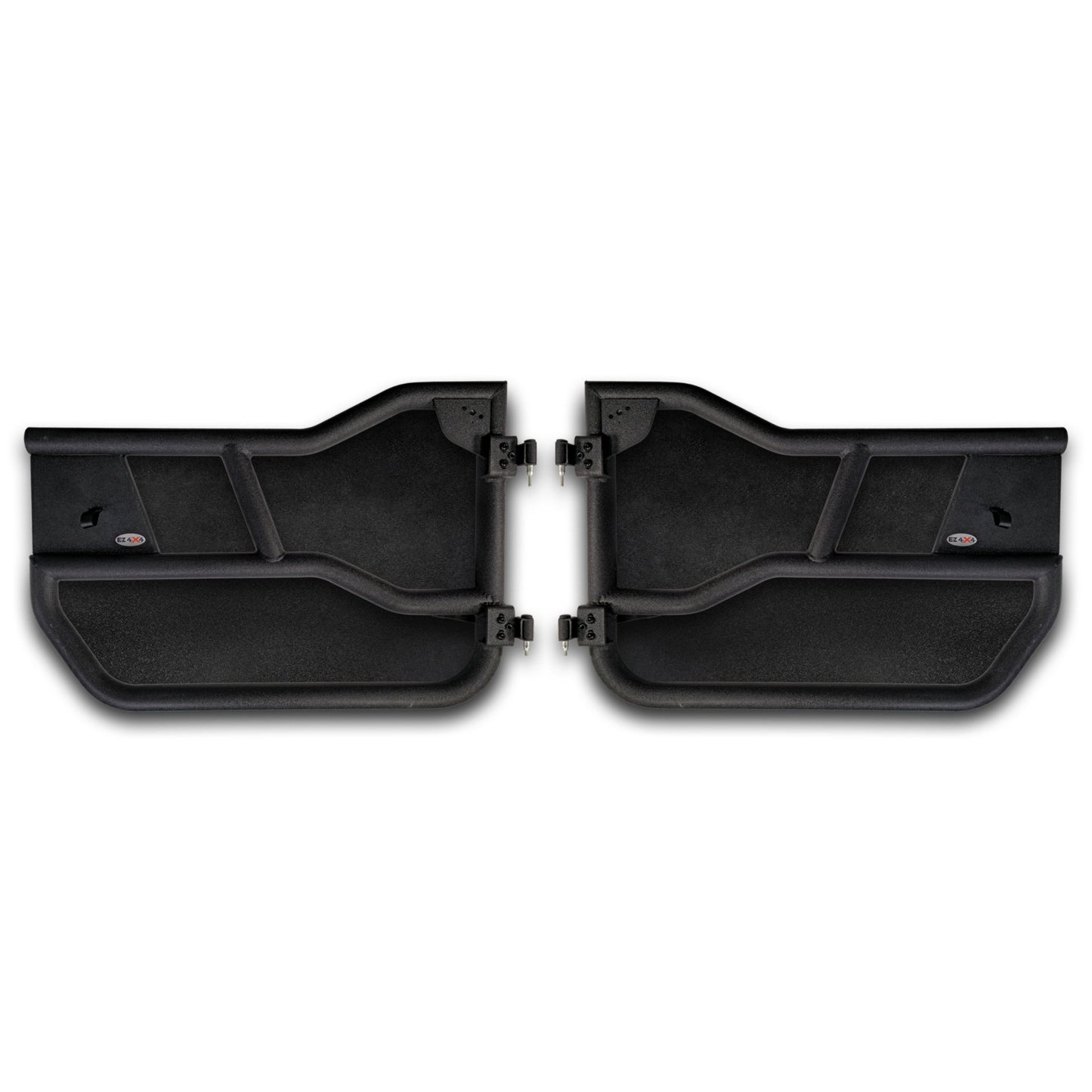 Set of two EZ4X4 Alpha Tube Doors with all-weather panels installed, displayed on a white background.