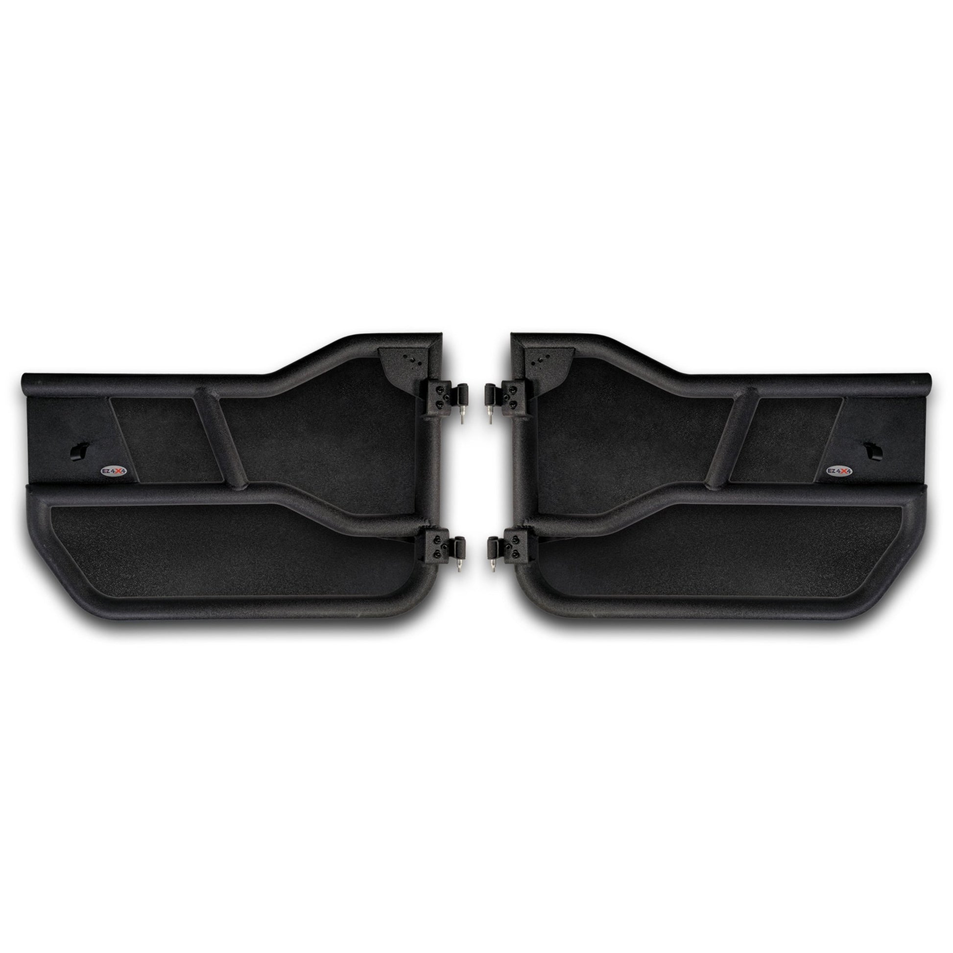 Set of two EZ4X4 Alpha Tube Doors with all-weather panels installed, displayed on a white background.