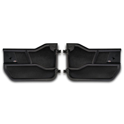 Set of two EZ4X4 Alpha Tube Doors with all-weather panels installed, displayed on a white background.