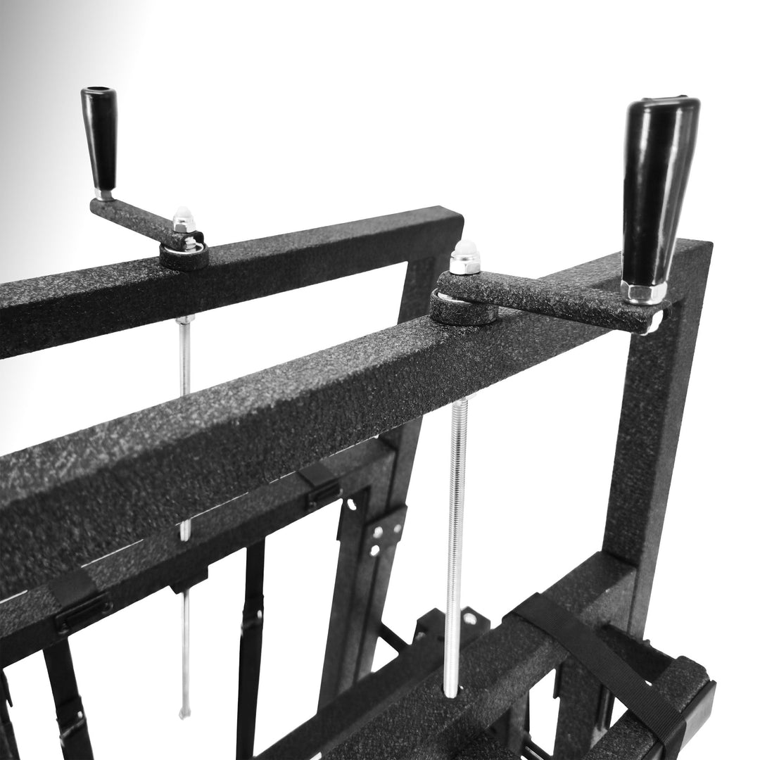 Close-up of EZ4X4 door lift cranks, showing durable build and smooth mechanism for easy vehicle door lifting and storage.