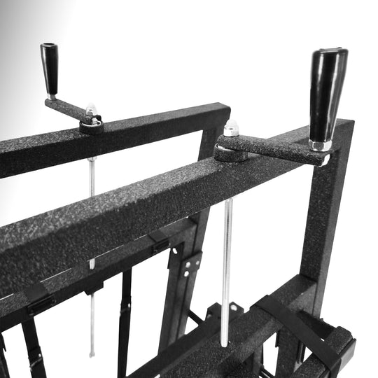 Close-up of EZ4X4 door lift cranks, showing durable build and smooth mechanism for easy vehicle door lifting and storage.