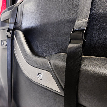 Close-up of EZ4X4 Door Lift straps securing door in place, showing protective design that prevents damage.