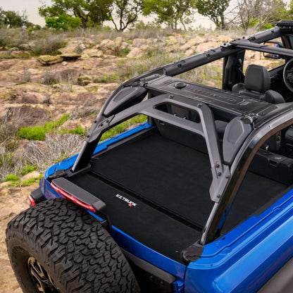 EZ4X4 Extreme EZTRUNK installed in the rear cargo area of a Ford Bronco Raptor.