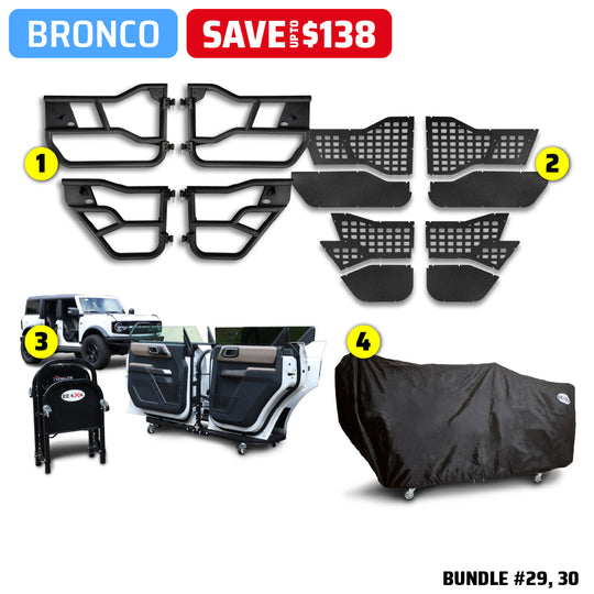 2021 & Up Bronco 4DR/2DR (Alpha Aluminum Tube Doors + MOLLE Panels, Door Cart + Cover) Alpha Door Bundles #29, 30