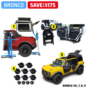2021 & Up Bronco 4DR/2DR (Hard Top Lift + Door Cart + Hard Top Thumb Screws + FlipTop + Roof Rack) Go Fully Naked Bundles #6, 7, 8, 9