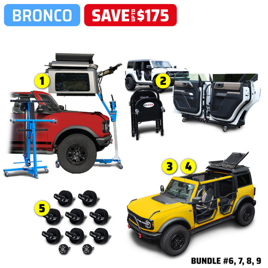 2021 & Up Bronco 4DR/2DR (Hard Top Lift + Door Cart + Hard Top Thumb Screws + FlipTop + Roof Rack) Go Fully Naked Bundles #6, 7, 8, 9
