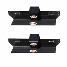 Close-up of black Freedom Hangers showing EZ4X4 logo, highlighting durable, heavy-duty design for vehicle panel storage.