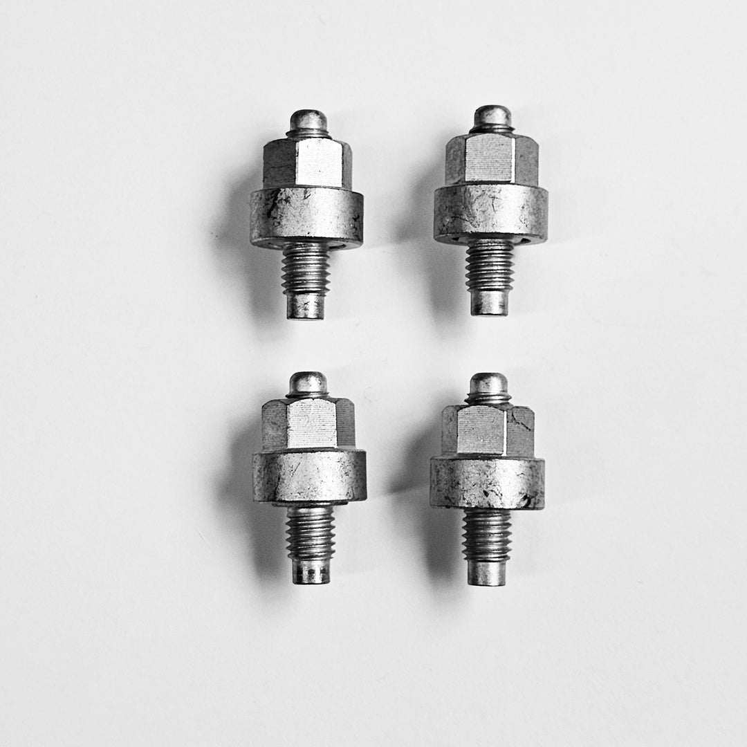 Set of 4 EZ4x4 stainless door alignment pins and nuts for Ford Bronco shown on white background.