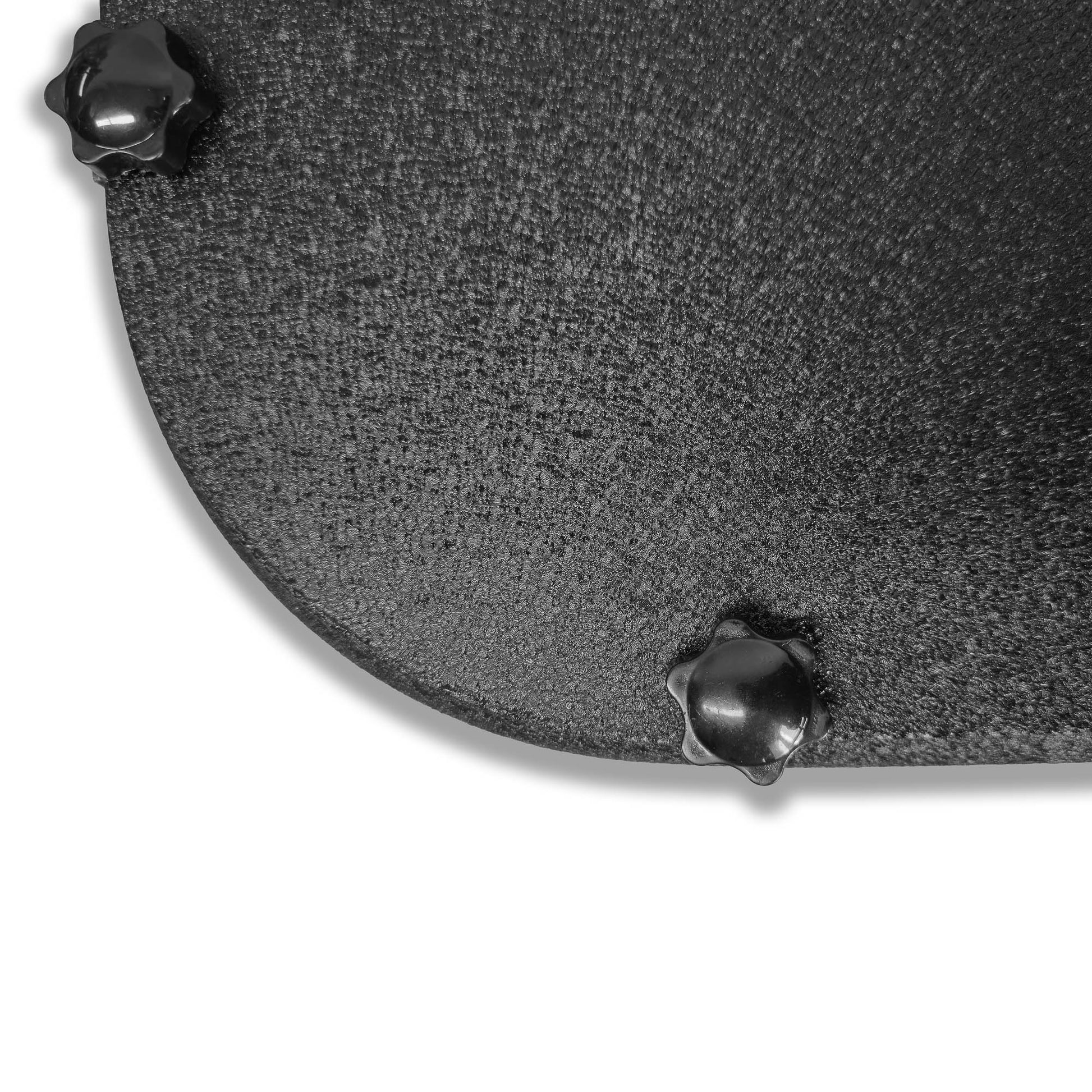 Close-up of EZ4X4 tube doors showing the black textured surface and the thumb screws used for quick panel attachment and removal.