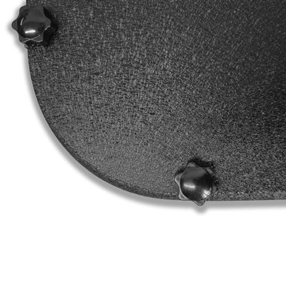 Close-up of EZ4X4 tube doors showing the black textured surface and the thumb screws used for quick panel attachment and removal.
