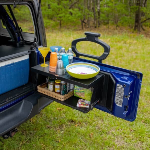 Double Level Deluxe Tailgate Table Foldable Cargo Shelf Storage Rack f ...