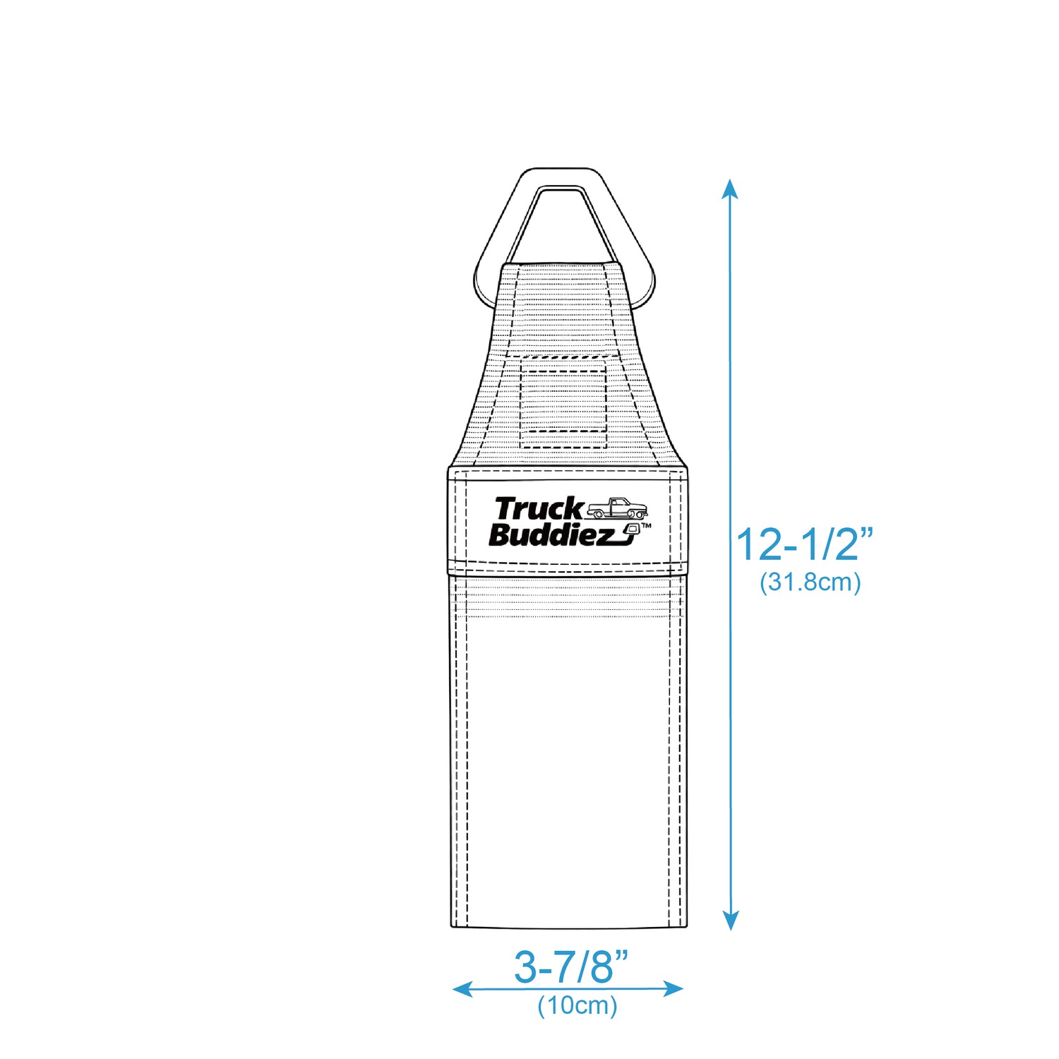 Technical diagram of the Truck Buddiez Bed Anchors with labeled dimensions.