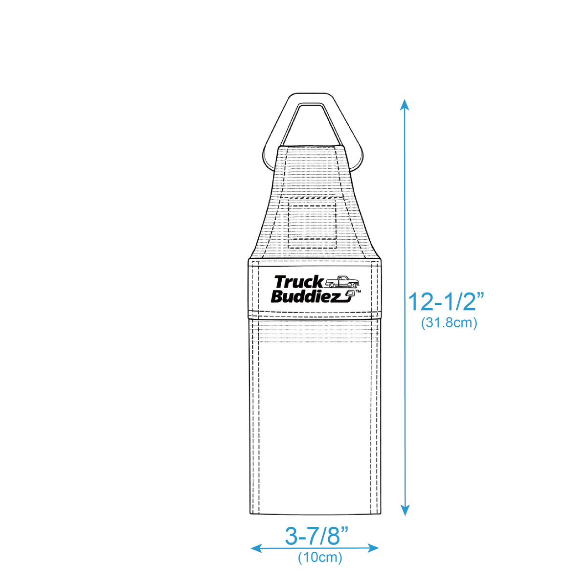 Technical diagram of the Truck Buddiez Bed Anchors with labeled dimensions.
