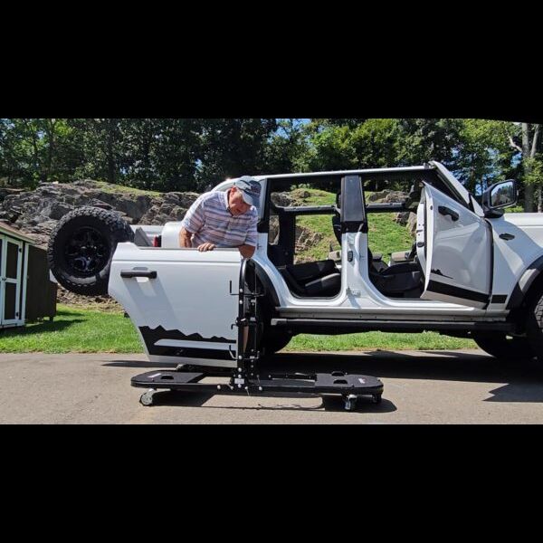 EZ4X4 Bronco Aluminum 4 Door Folding Rolling Door Cart, Storage Door Rack Holder Stand