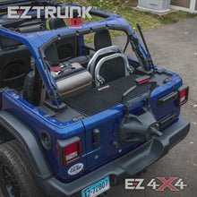 Video showing people setting up EZTrunk in various vehicles, highlighting universal fit, easy install, and secure cargo storage.