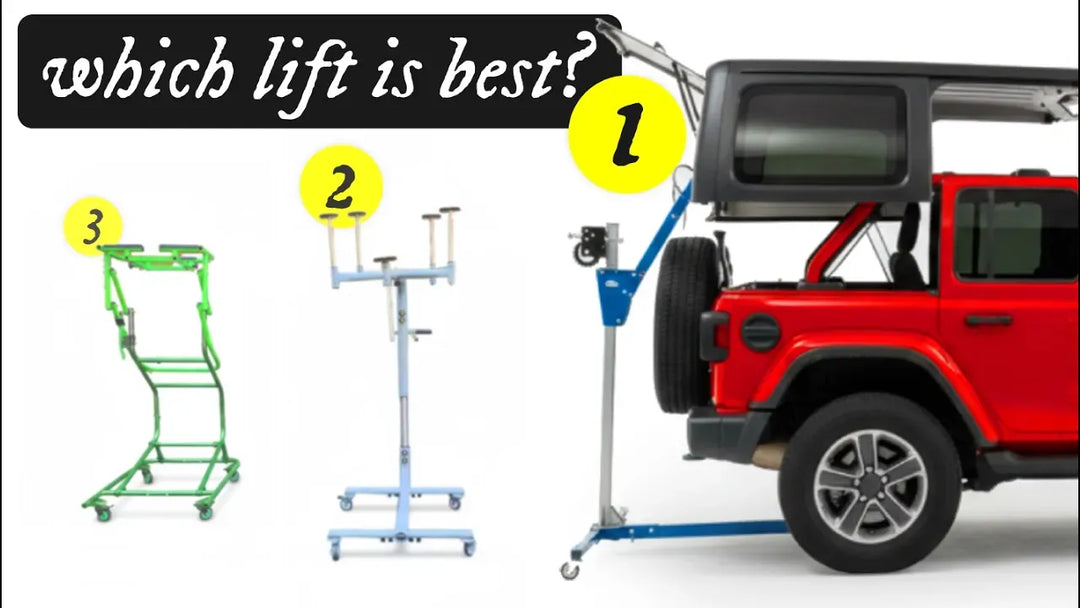 Video comparing EZ4X4 Hard Top Lift Remover with two other popular brands.
